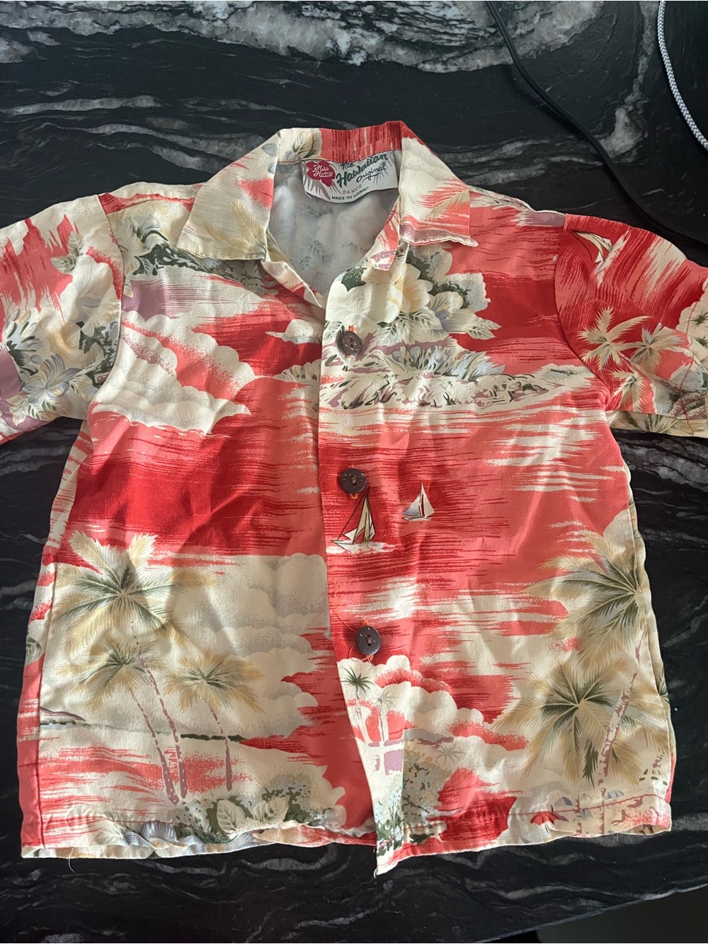 Hilo Hattie Red & Cream Tropical Kids Button-Down Shirt 24 months